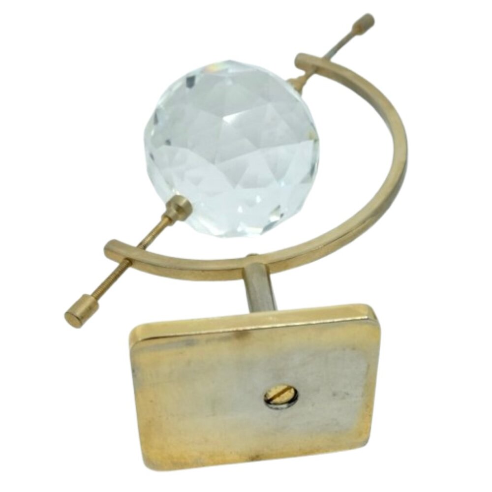VINTAGE SWAROVSKI DIAMOND CUT CRYSTAL ROTATING GLOBE BRASS STAND - Picture 4 of 4